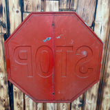 RARE - Véritable panneau routier Américain - STOP en relief - Années 1950's - 61X61cm - Provenance Indiana, USA