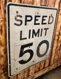 Véritable panneau Routier Américain SPEED LIMIT 50 - 46x71,5cm - Provenance Indiana