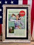 Véritable affiche publicitaire encadrée Coca-Cola® datant de 1942 ! MADE IN USA