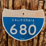 Véritable panneau Routier Américain INTERSTATE 680 - 76x63cm - Provenance Californie