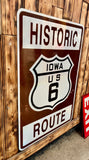 RARE - Véritable panneau routier Historic Route Iowa US 6 - 92×61 cm - Import USA