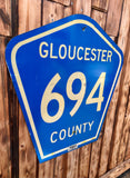 Véritable panneau Routier Américain GLOUCESTER COUNTY - 61x61cm - Provenance New Jersey