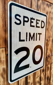Véritable panneau Routier Américain - SPEED LIMIT 20 - 61x46cm - Provenance Nevada