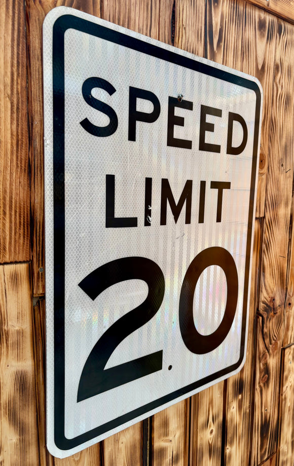 Véritable panneau Routier Américain - SPEED LIMIT 20 - 61x46cm - Provenance Nevada