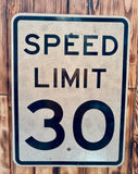 Véritable panneau Routier Américain - SPEED LIMIT 30 - 61x46cm - Provenance Nevada