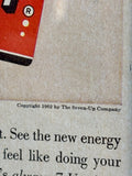 Véritable Affiche publicitaire encadrée SevenUp datant de 1962 ! Made in USA