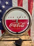 RARE - Véritable Horloge lumineuse Coca-Cola - Néon Véritable - Branchement adapté Europe - 38 cm - Provenance Iowa