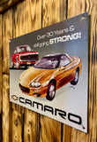 Véritable plaque métallique publicitaire Chevrolet Camaro - 1998 - MADE IN USA - 40,5cm X 31,5cm