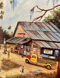 Cadre américain représentant un ancien General Store ! Import USA - 25,5cm X 21,5cm