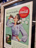 Véritable affiche publicitaire encadrée Coca-Cola® datant de 1942 ! MADE IN USA