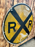 RARE Véritable panneau routier Américain XXL - RAILROAD - 91cm de diamètre - Provenance Michigan, USA