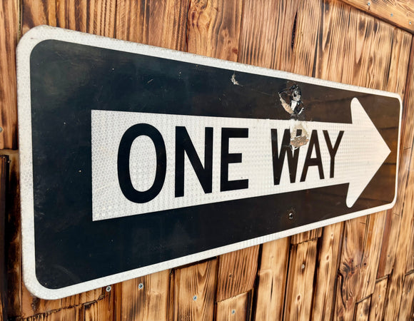 Véritable panneau Routier Américain - ONE WAY - 91,5X31cm - Provenance Texas