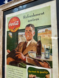 Véritable affiche publicitaire encadrée Coca-Cola® datant de 1941 ! MADE IN USA