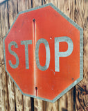 Véritable panneau Routier Américain - STOP RED - 61x61cm - Provenance Oklahoma