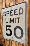 Véritable panneau Routier Américain SPEED LIMIT 50 - 46x71,5cm - Provenance Indiana
