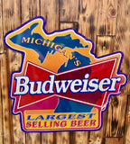 Enseigne publicitaire en métal XXL - Bière Budweiser Michigan - 71x69cm - Import USA