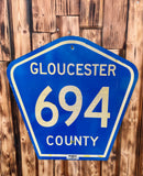 Véritable panneau Routier Américain GLOUCESTER COUNTY - 61x61cm - Provenance New Jersey