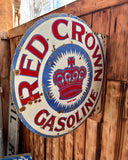 EXCEPTIONNEL - Véritable enseigne Red Crown Gasoline en porcelaine émaillée - Années 1920’s - Double face avec fixation latérale - Import USA - Environ 47x46cm
