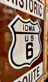 RARE - Véritable panneau routier Historic Route Iowa US 6 - 92×61 cm - Import USA