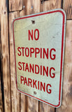 Véritable panneau routier Américain - NO STANDING PARKING - 46x30cm - Provenance Michigan, USA