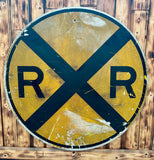 RARE Véritable panneau routier Américain XXL - RAILROAD - 91cm de diamètre - Provenance Michigan, USA