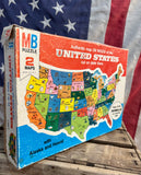 Véritable puzzle en bois de la Carte des États-Unis - 1975 - Made in USA - Provenance Iowa