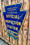 RARE - Véritable panneau Pennsylvania Official Inspection Station - Années 1960’s - Double face - 71 × 60 cm - Import USA