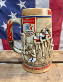 INÉDIT - Chope Budweiser en grès céramique - Édition Jeux Olympiques Los Angeles 1984 - Époque 1980’s - Import US