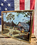 Cadre américain représentant un ancien General Store ! Import USA - 25,5cm X 21,5cm