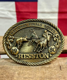 Véritable Boucle de Ceinture National Finals Rodeo 1980 - MADE IN USA - Provenance Oklahoma, USA