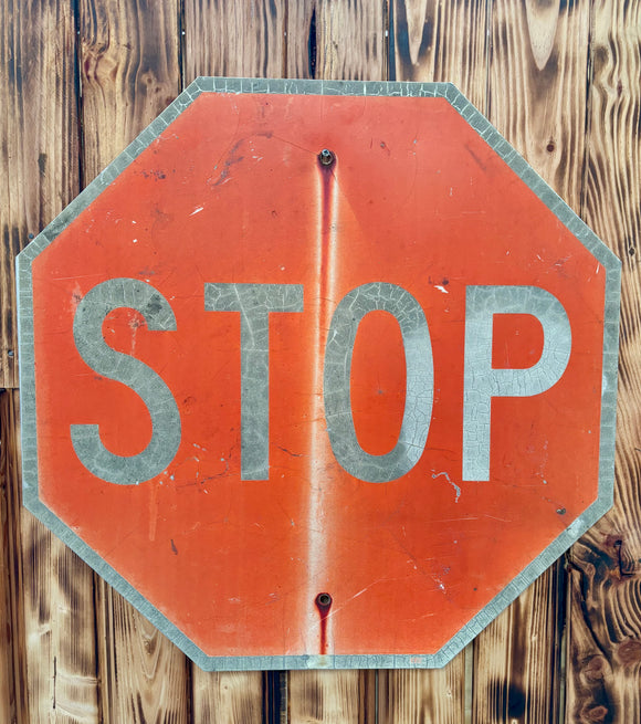 Véritable panneau Routier Américain - STOP RED - 61x61cm - Provenance Oklahoma