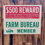 Véritable panneau d'une ferme américaine dans l'Indiana ! « $500 Reward » - Années 1970's - Made in USA