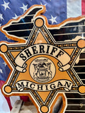 UNIQUE ET EXCEPTIONNELLE - Horloge Sheriff Michigan - Fabriquée pour le départ en retraite d'un policier - Années 1980's