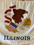RARE - Véritable drapeau de l’État de l’Illinois - 1,52 m x 0,91 m - MADE IN USA - Époque 1980’s - Provenance Illinois