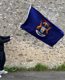 Véritable drapeau de l’État du Michigan - 100% coton - MADE IN USA - Avec son mat en métal !