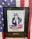 RARE - Véritable affiche de recrutement U.S. Army «I Want You» - Guerre du Vietnam - 1968 - Fort Des Moines, Iowa - Encadrée Avec plaque d'identification !