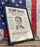 Reproduction encadrée d’un véritable avis de recherche américain « Butch Cassidy » de 1900 - Encadrée - Import USA