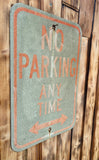 Véritable panneau routier Américain - NO PARKING ANY TIME- 46x30cm - Provenance Illinois, USA