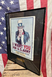RARE - Véritable affiche de recrutement U.S. Army «I Want You» - Guerre du Vietnam - 1968 - Fort Des Moines, Iowa - Encadrée Avec plaque d'identification !