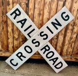 Veritable panneau Routier Américain - RAILROAD CROSSING - environ 90x90cm - Provenance Michigan, USA