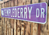 Véritable Panneau Routier Américain - TEMPLEDERRY DRIVE - 91,5cm x 22cm - Provenance Indiana
