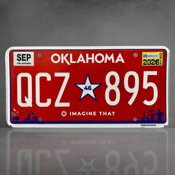 RARE - Tout dernier modèle de plaque de l’Oklahoma - QCZ 895