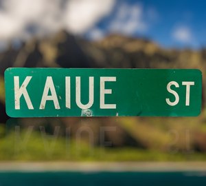 Véritable panneau routier en provenance d’Hawaii ! Kaiue Street - 15x61cm